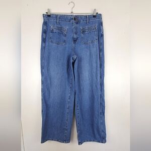 Old Navy Baggy Wide-Leg Jeans 90s Y2K High-Waist Relaxed Fit Denim | 14 Tall